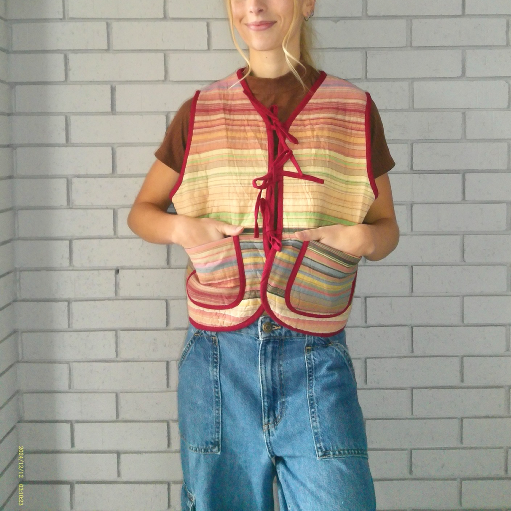 70's Stripes Quilted Vest Reworks