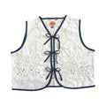 Navy Bloom Large Linen Tie Top Rework