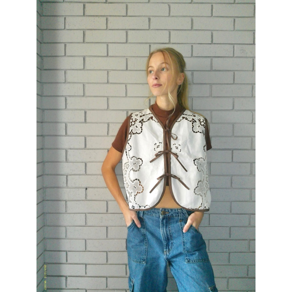 Ivory Garden Medium Linen Tie Top Rework