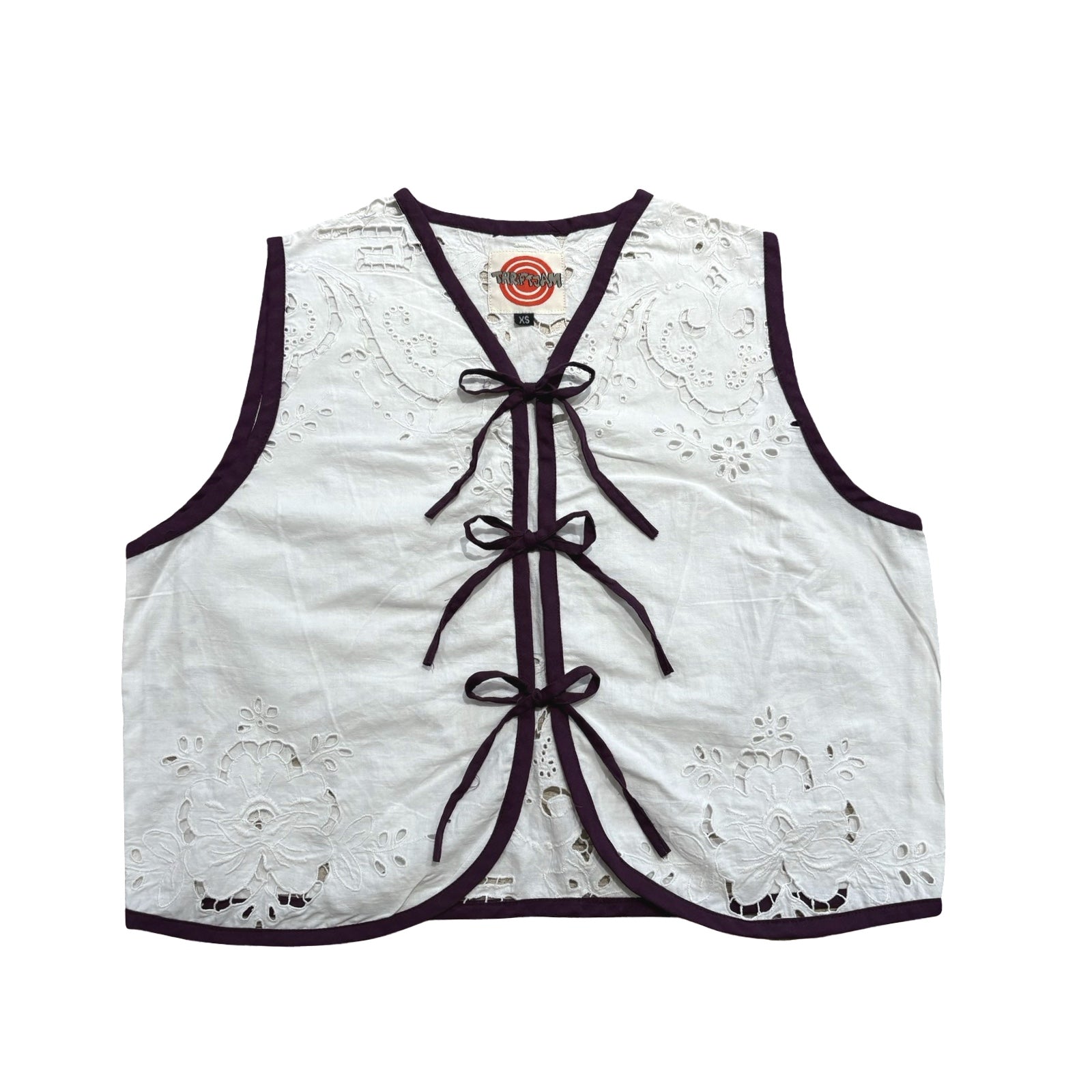 Violet Lace XS Linen Tie Top Rework