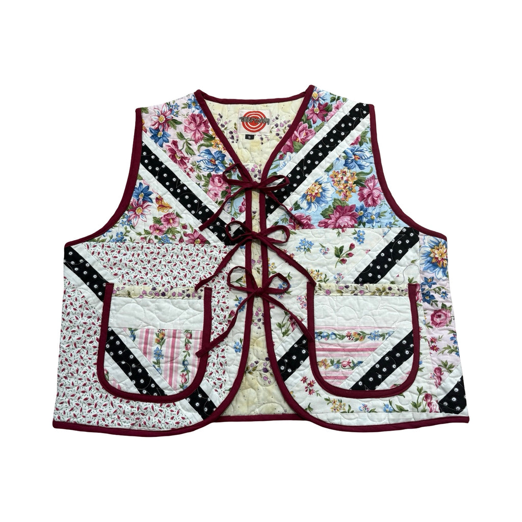 Chevron Florals Quilted Vest Reworks