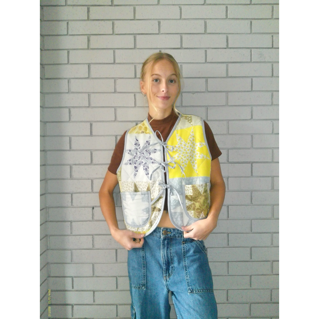 Bright Stars Small Quilted Vest Rework