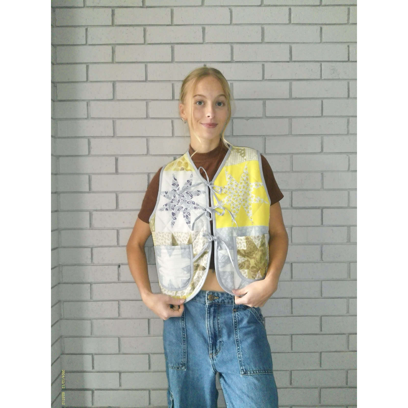 Bright Stars Small Quilted Vest Rework