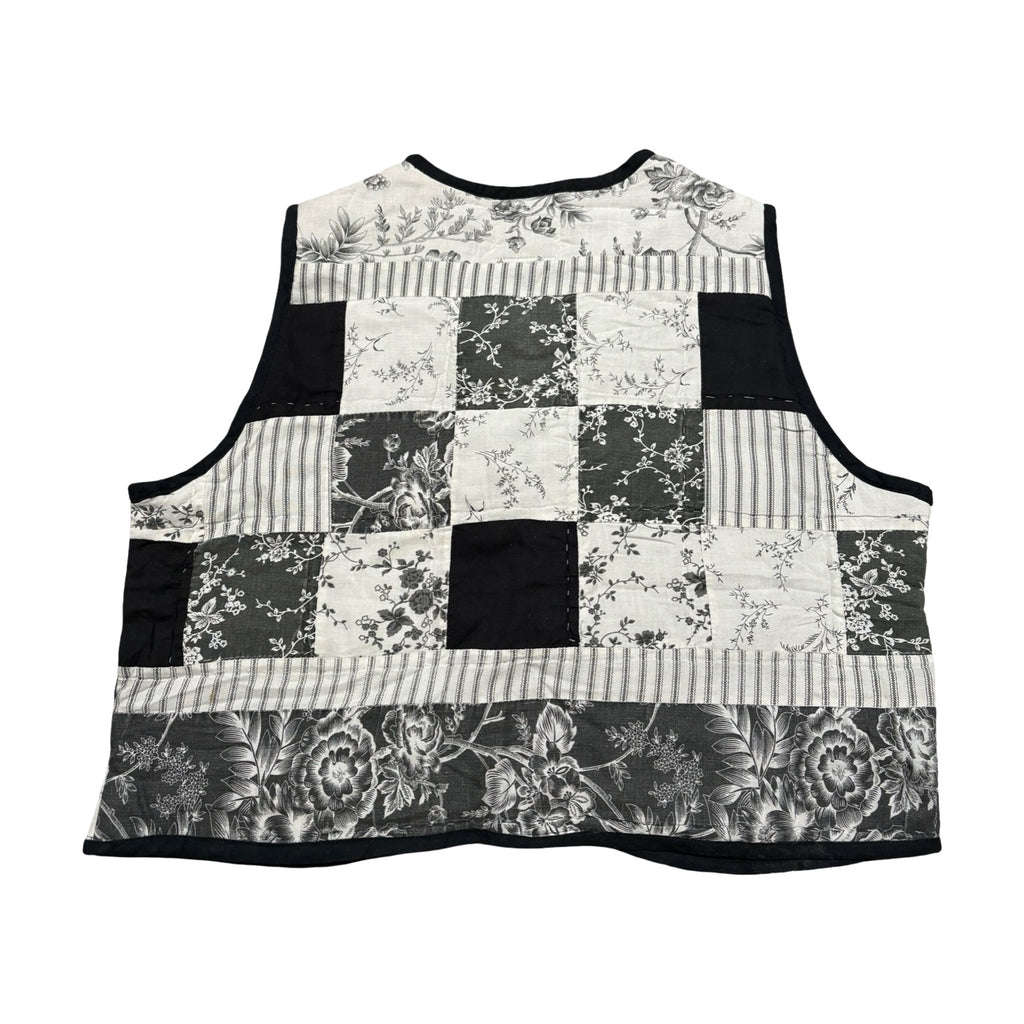 B&W Florals Quilted Vest Reworks