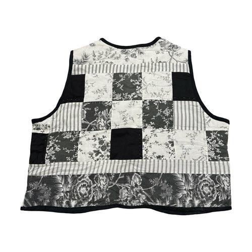 B&W Florals Quilted Vest Reworks
