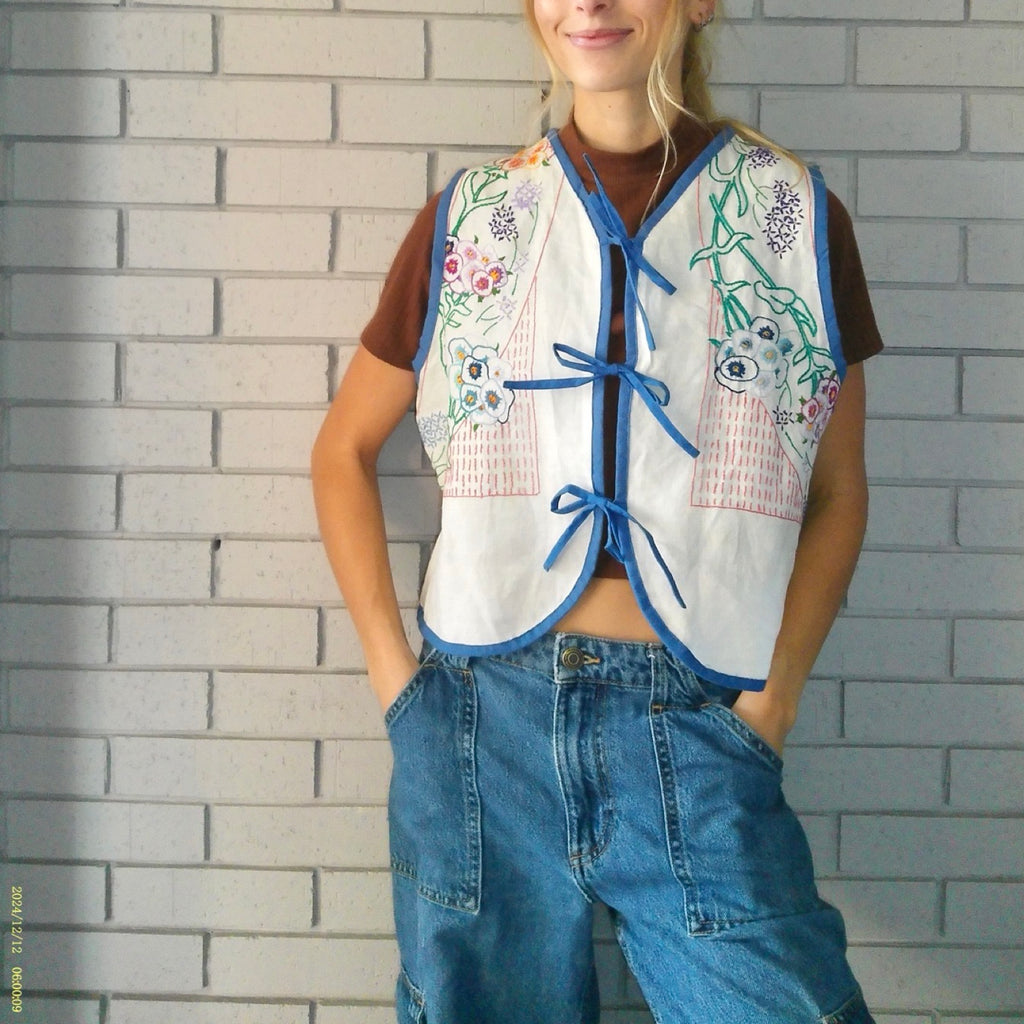Flowering Arches Small Linen Tie Top Rework