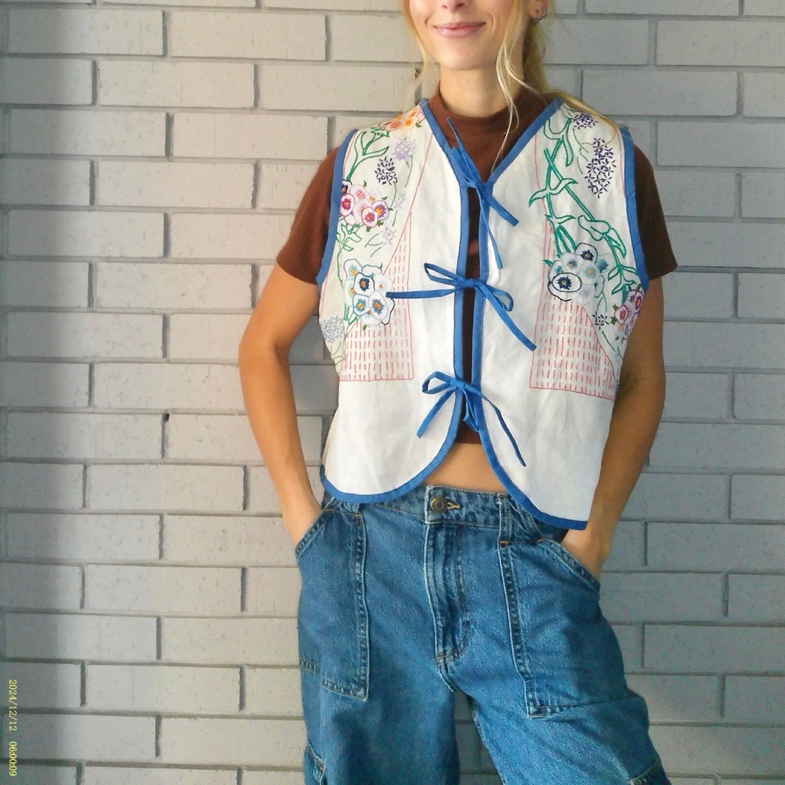 Flowering Arches Small Linen Tie Top Rework