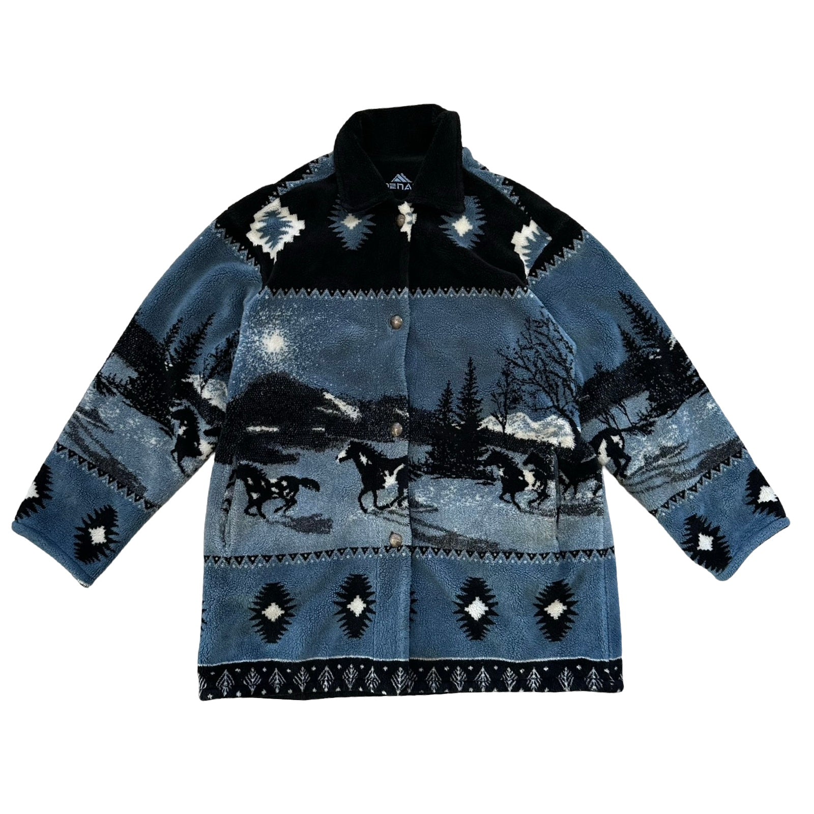 90s Denali Wild Horses x Aztec All-Over XL Western Fleece – thriftjam