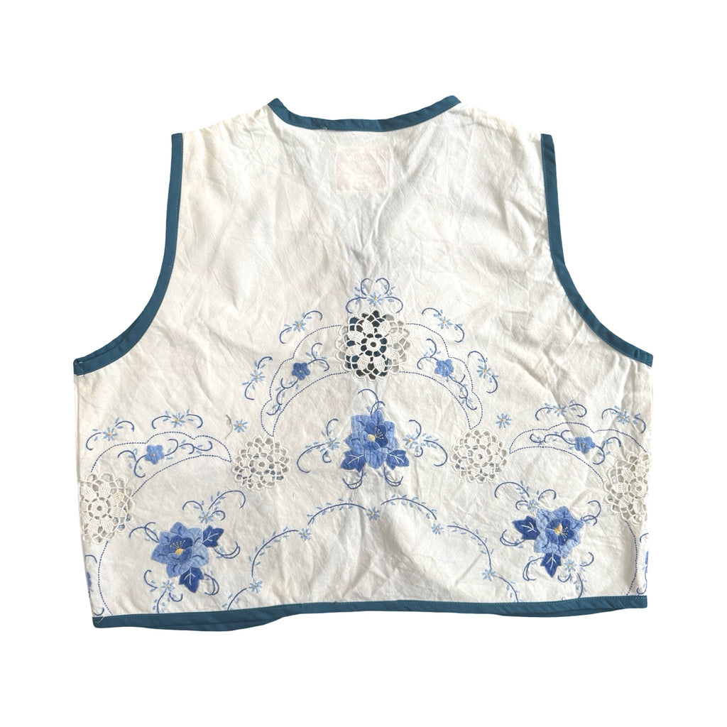 Baby Blues Small Linen Tie Top Rework