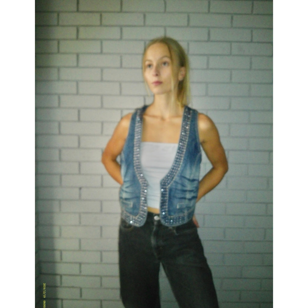 Rhinestone Medium Denim Vest