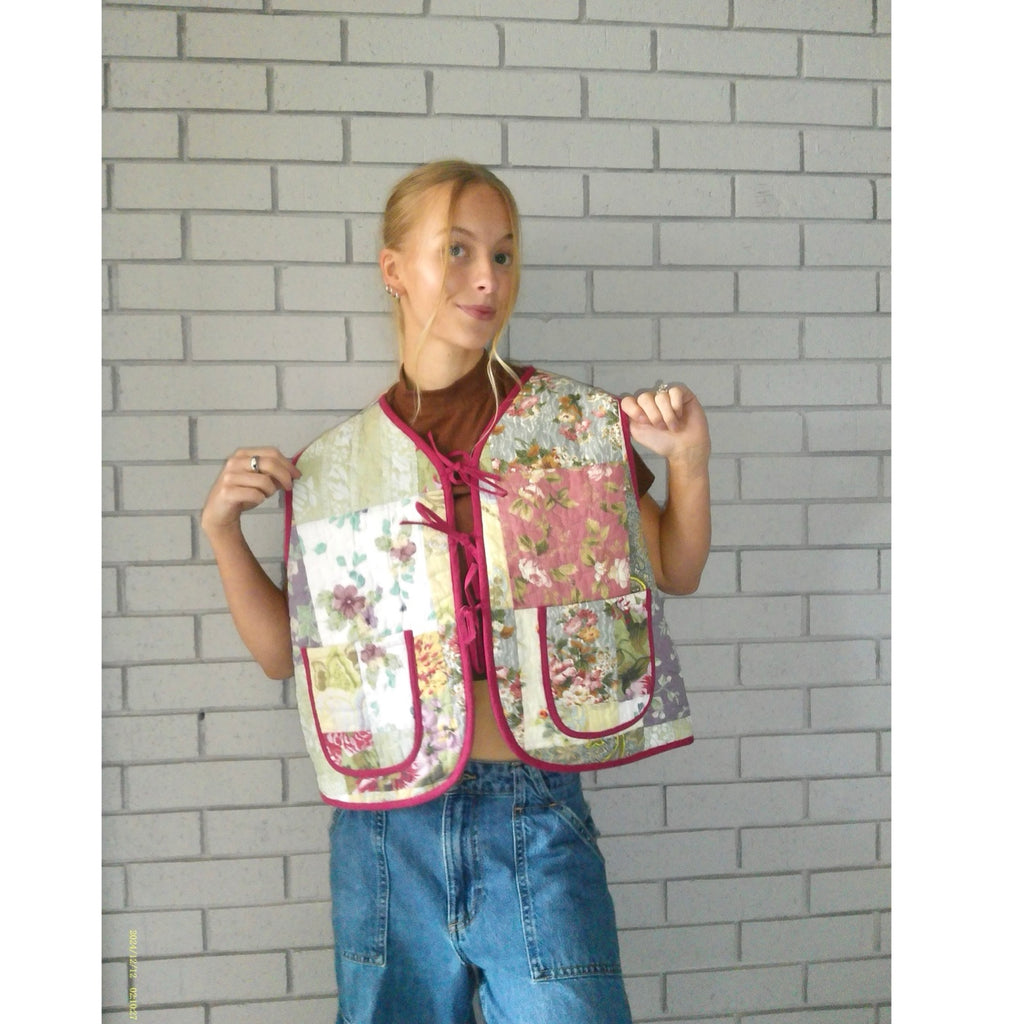 Bright Paisley & Florals Quilted Vest Reworks