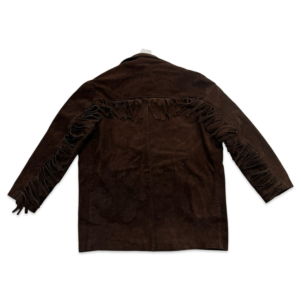 Chocolate Brown XL Suede Fringe Jacket