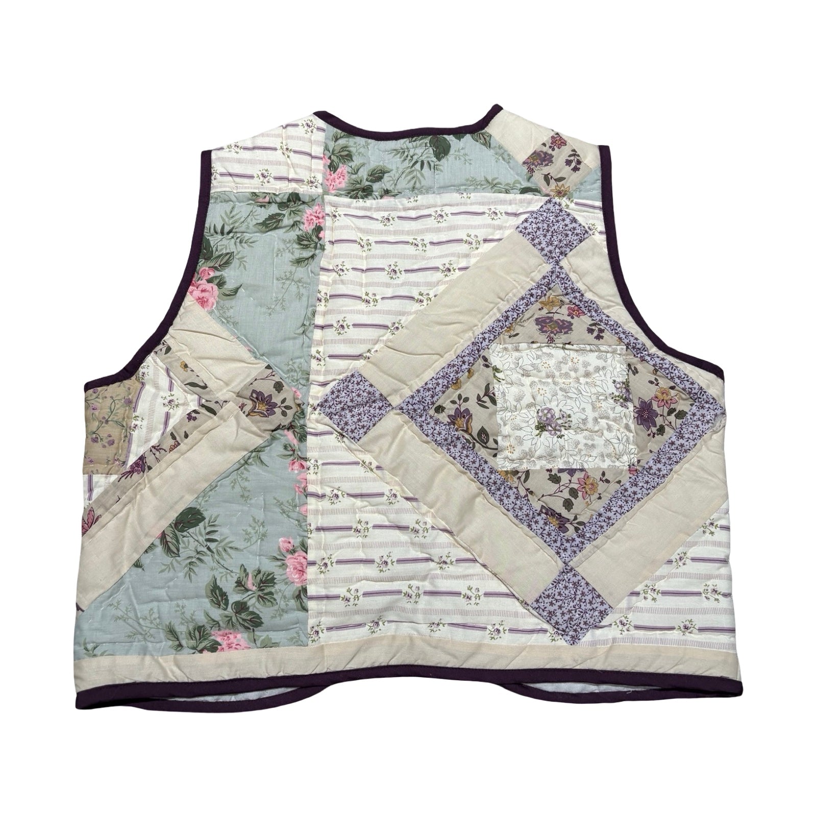 Cool Toned Florals Quilted Vest Reworks