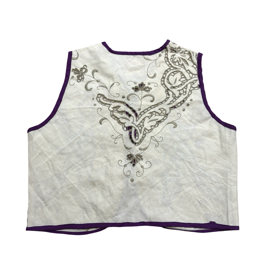 Ivory Grapevines XS Linen Tie Top Rework