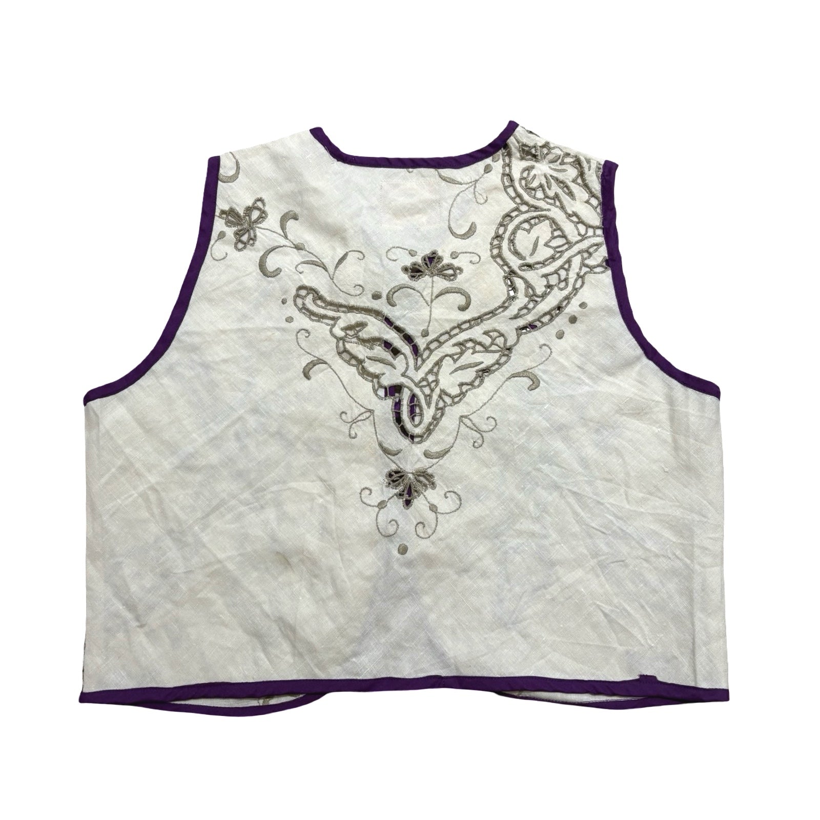 Ivory Grapevines XS Linen Tie Top Rework