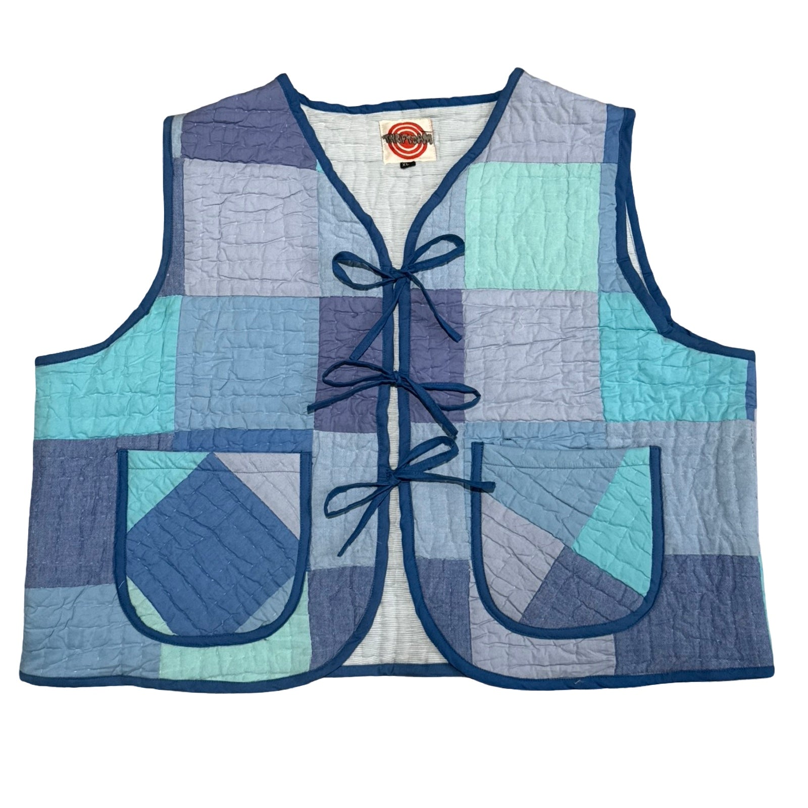 Soft Blues Quilted Vest Reworks