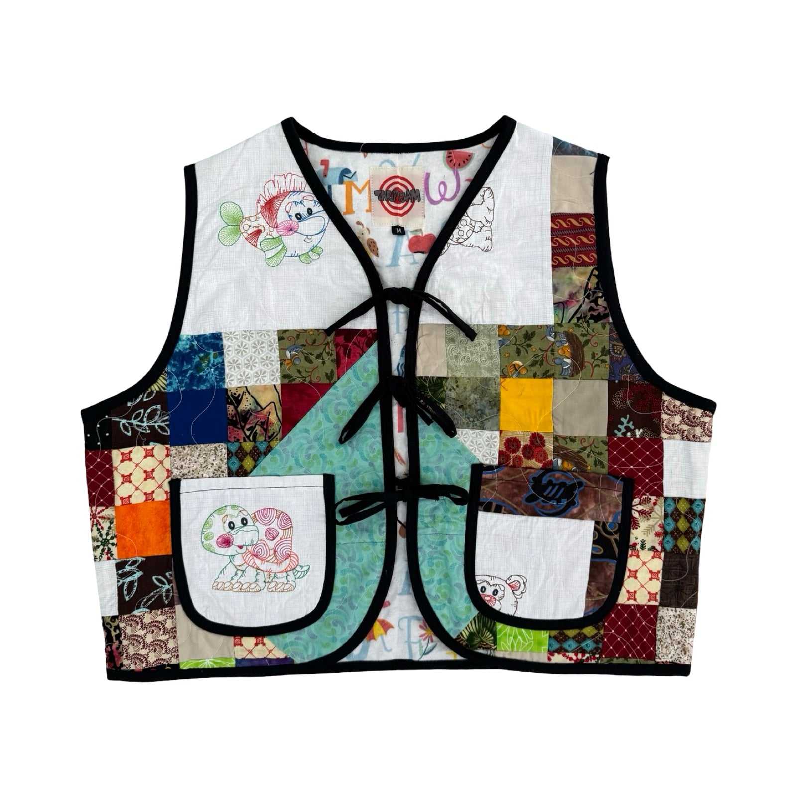 Children's Book Mosaic Medium Quilted Vest Rework