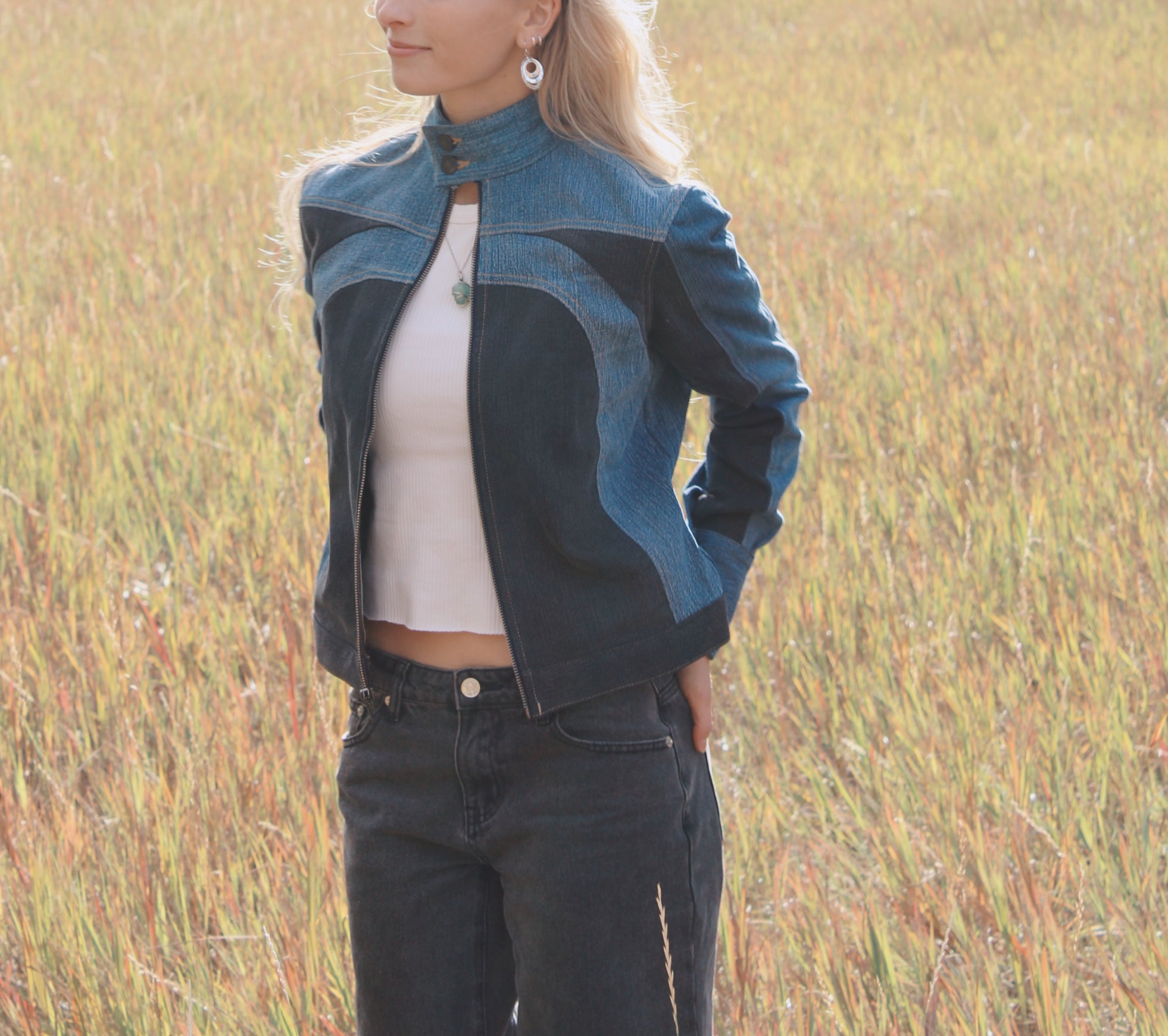 Denim Moto Jacket Women's Rework