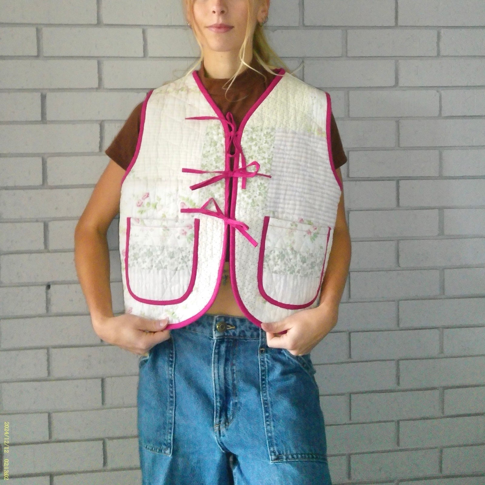 Muted Spring Florals Quilted Vest Reworks