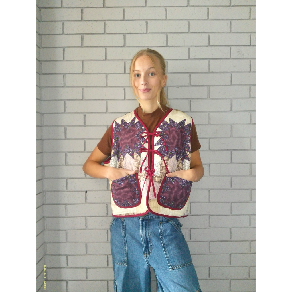 Geometric Purples Quilted Vest Reworks
