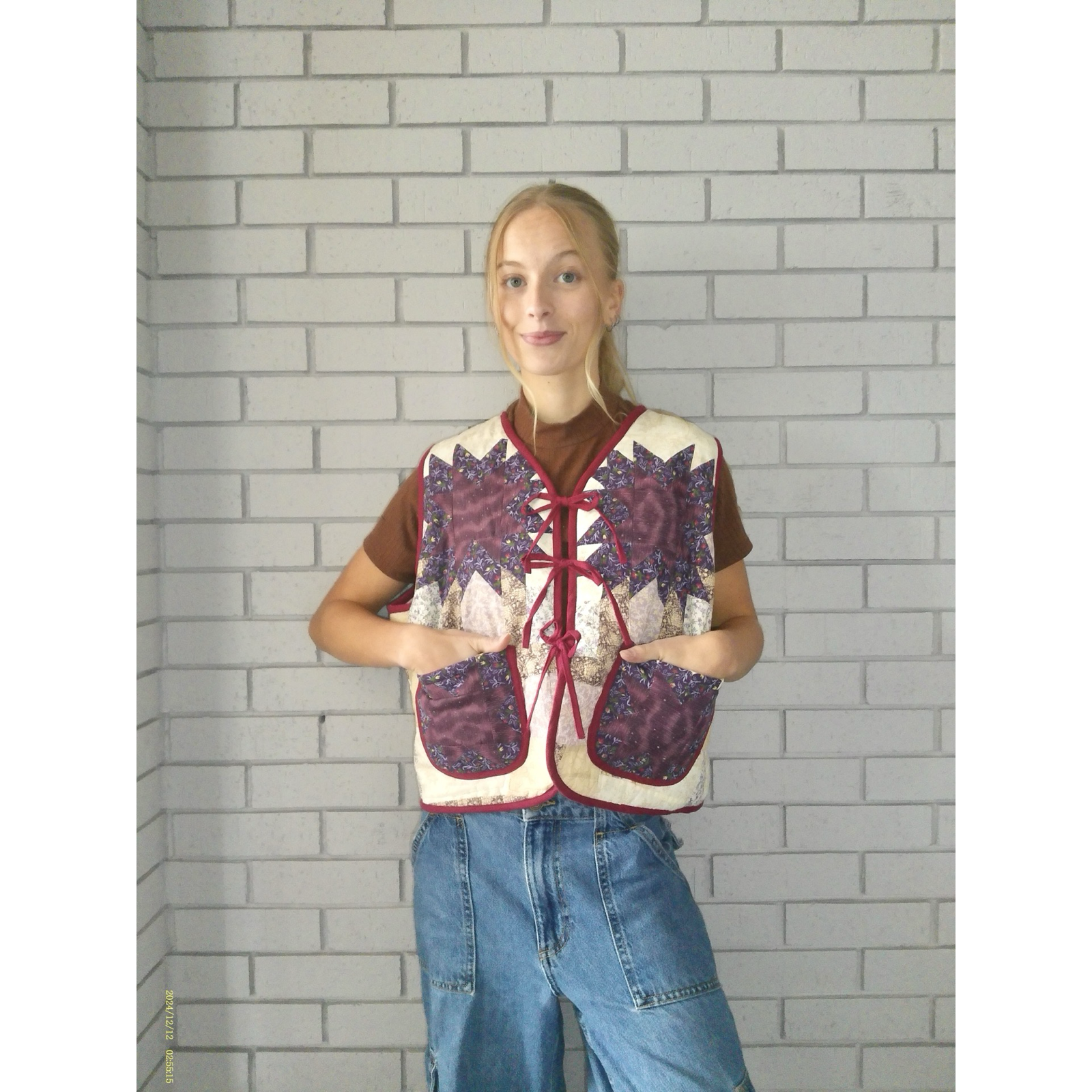 Geometric Purples Quilted Vest Reworks