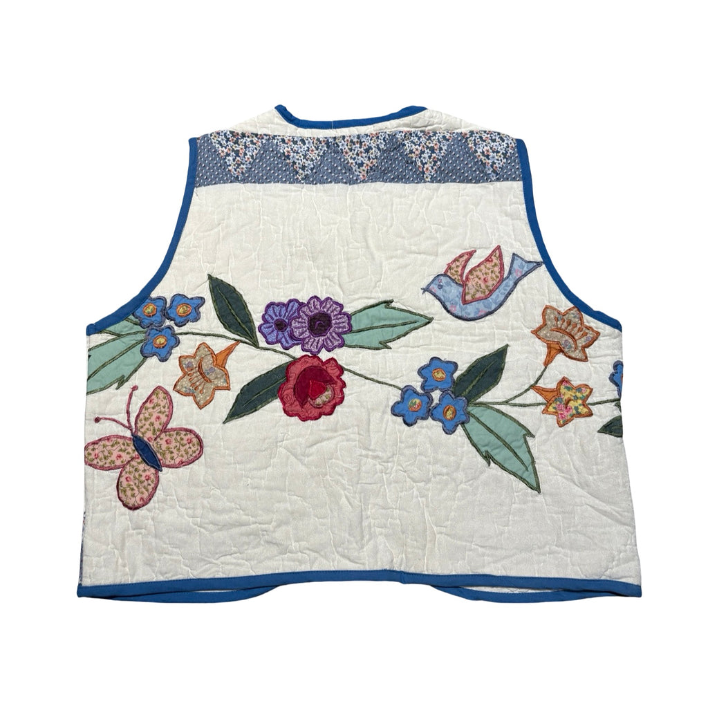 Embroidered Florals Quilted Vest Rework
