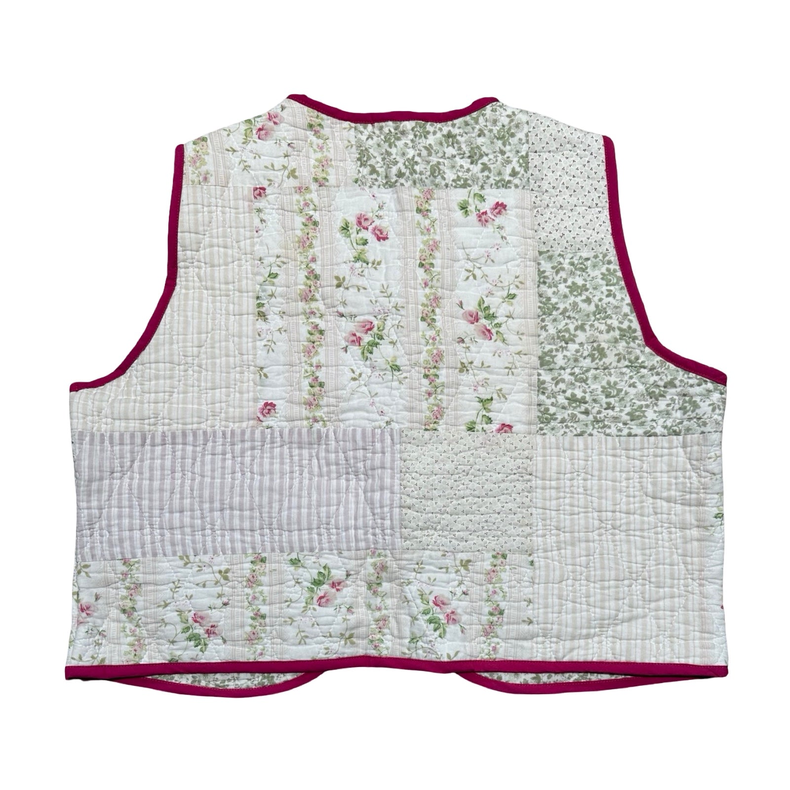 Muted Spring Florals Quilted Vest Reworks