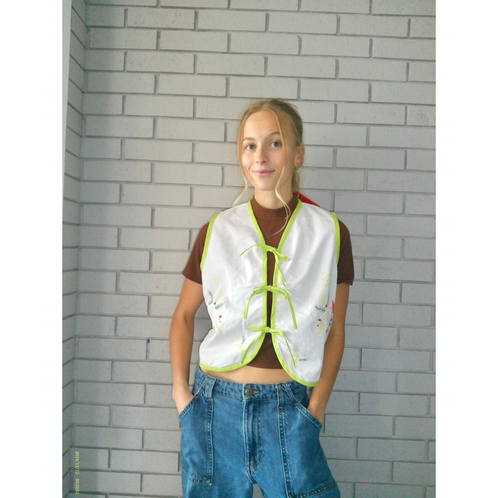 Spring Evergreens XS Linen Tie Top Rework