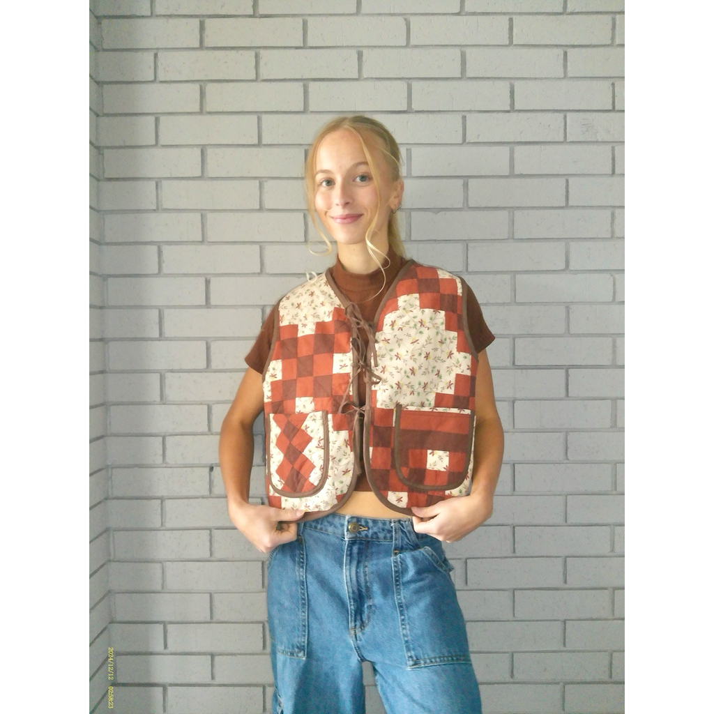 Autumn Florals Quilted Vest Reworks