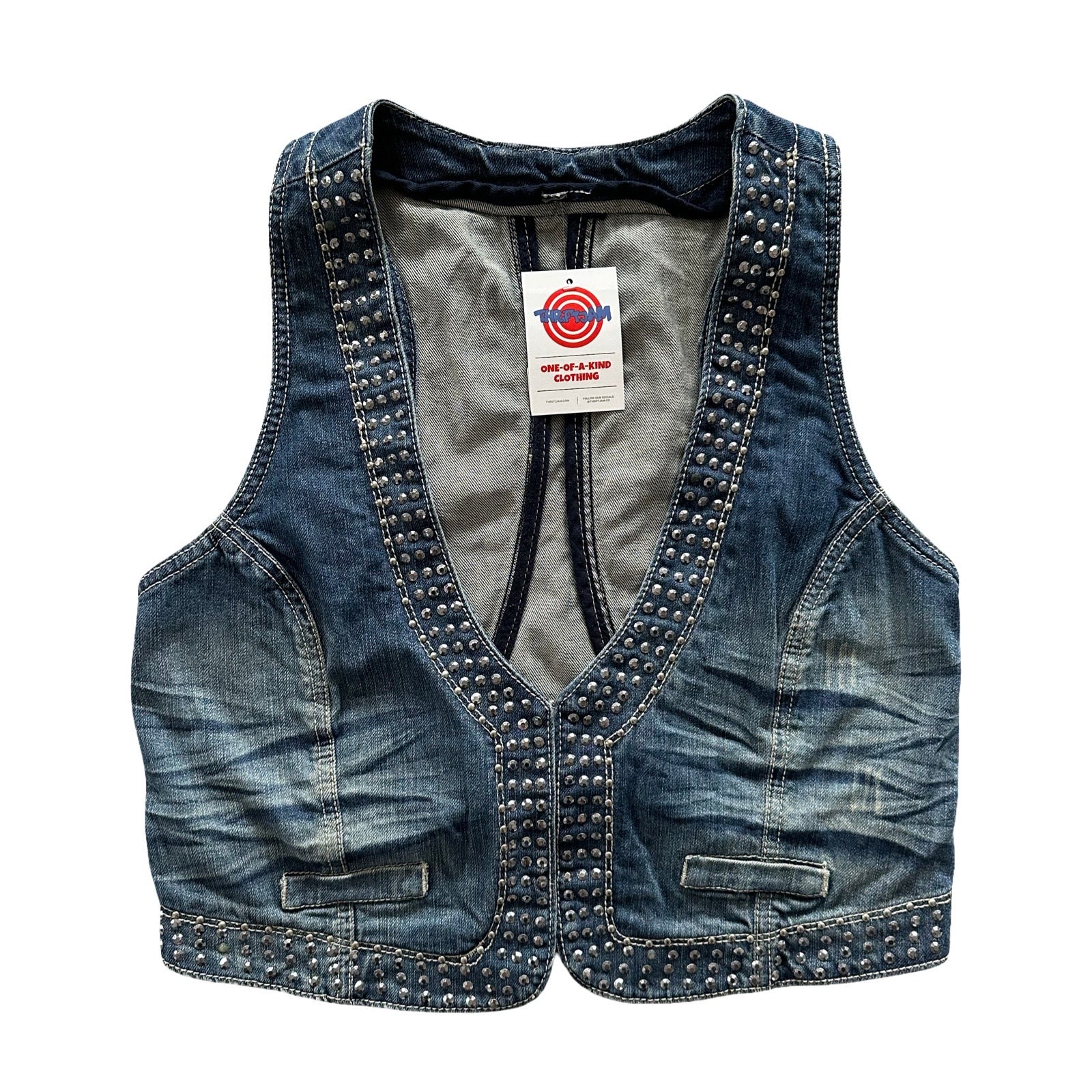Rhinestone Medium Denim Vest