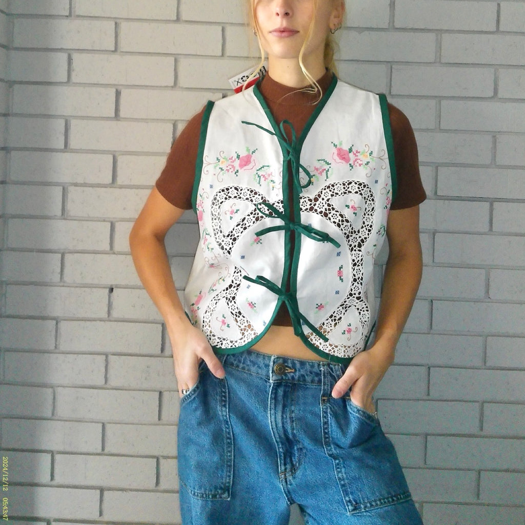 Flwr Pwr Small Linen Tie Top Rework