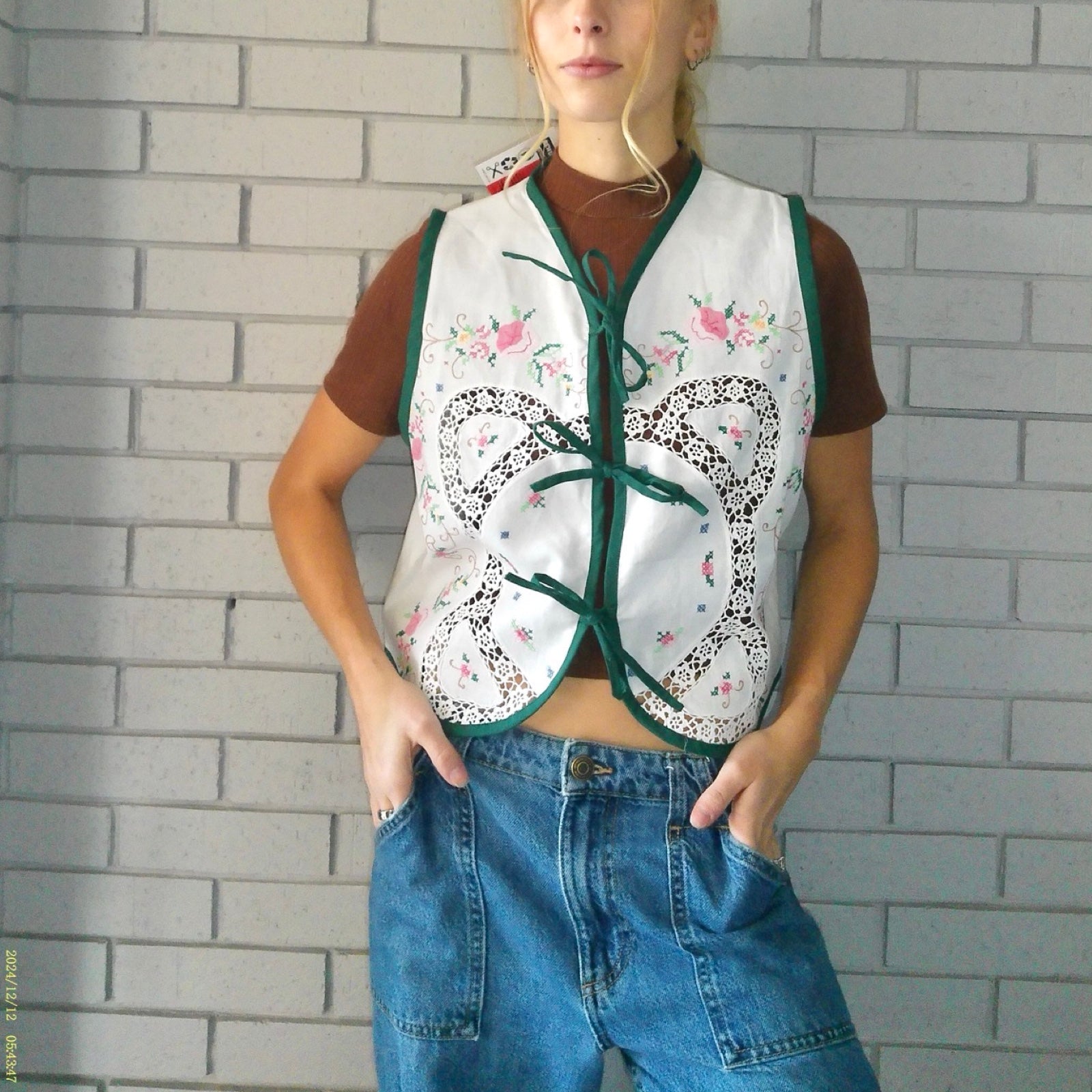 Flwr Pwr Small Linen Tie Top Rework