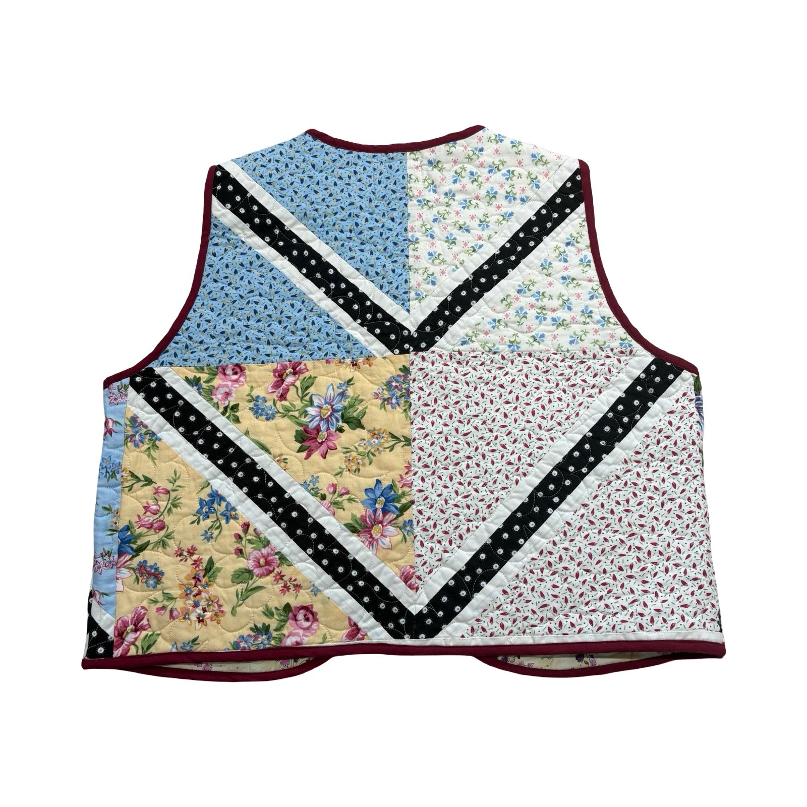 Chevron Florals Quilted Vest Reworks