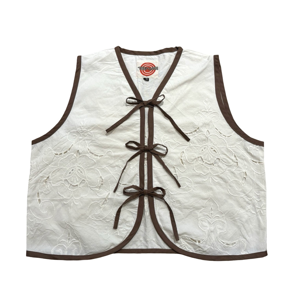 Neutral Florals XS Linen Tie Top Rework