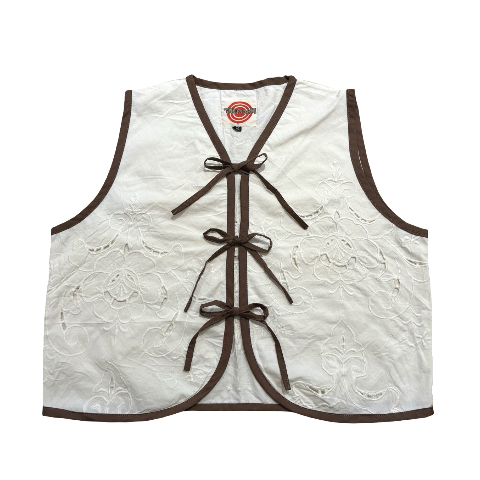 Neutral Florals XS Linen Tie Top Rework