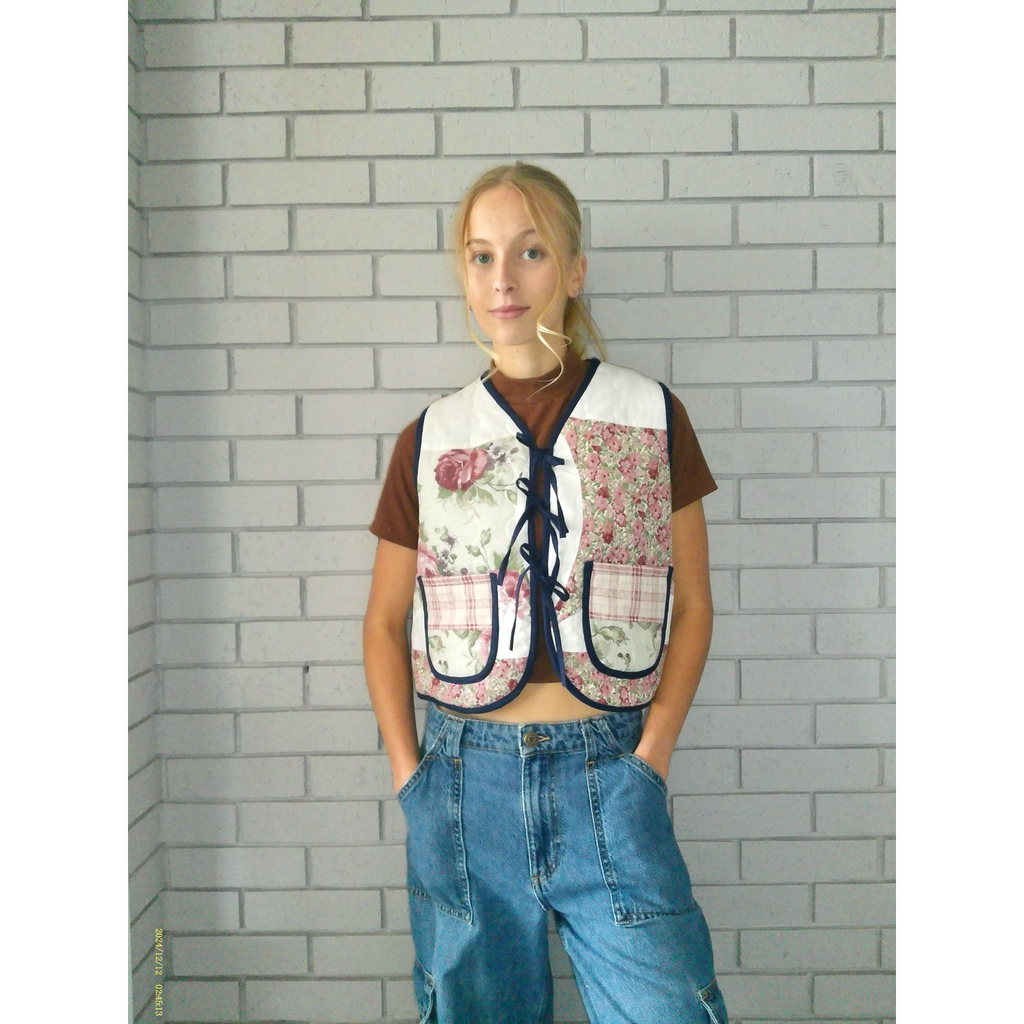 Vintage Florals Quilted Vest Reworks