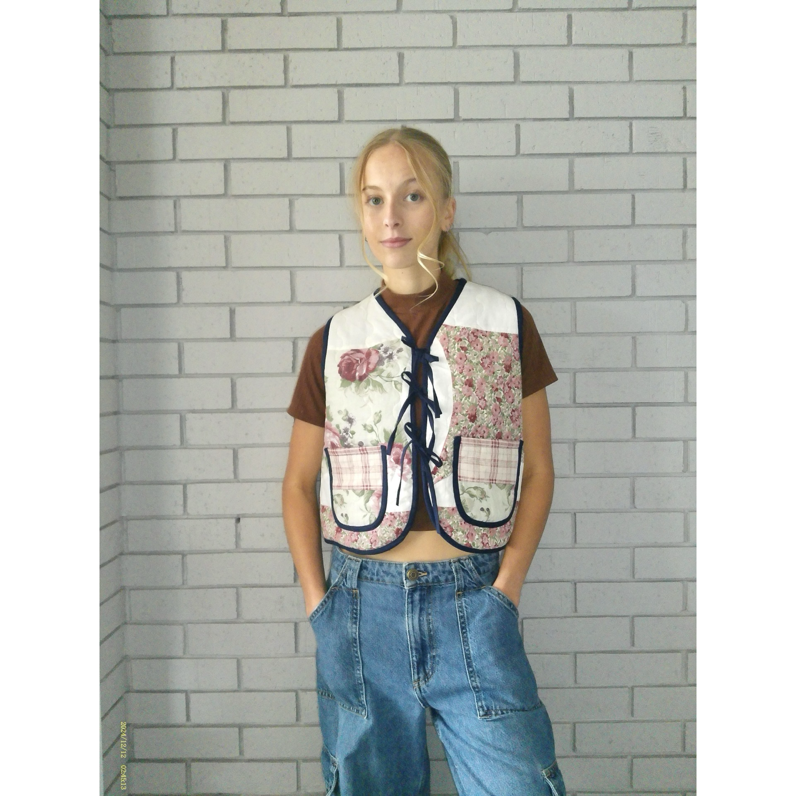 Vintage Florals Quilted Vest Reworks