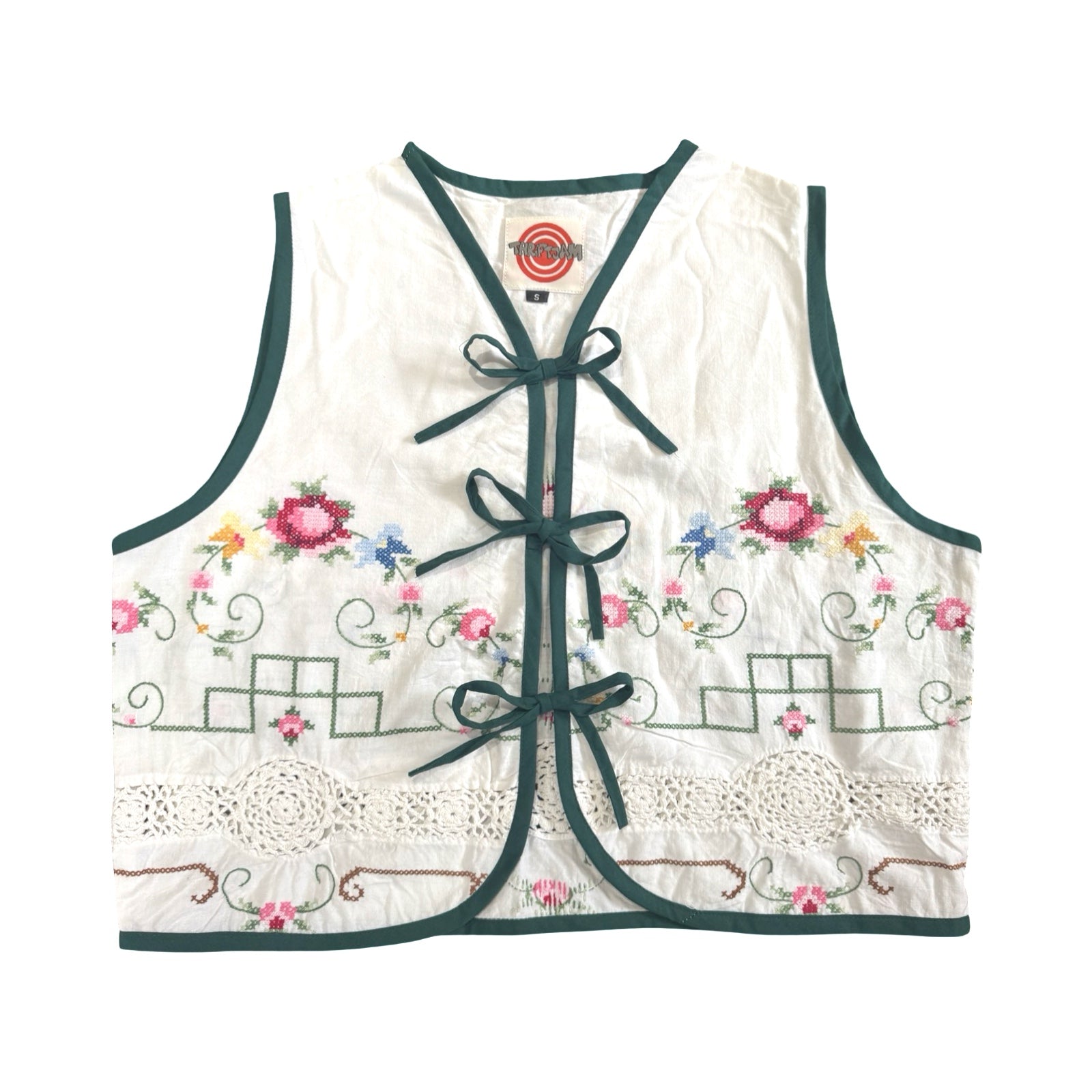 Lucky Florals Small Linen Tie Top Rework