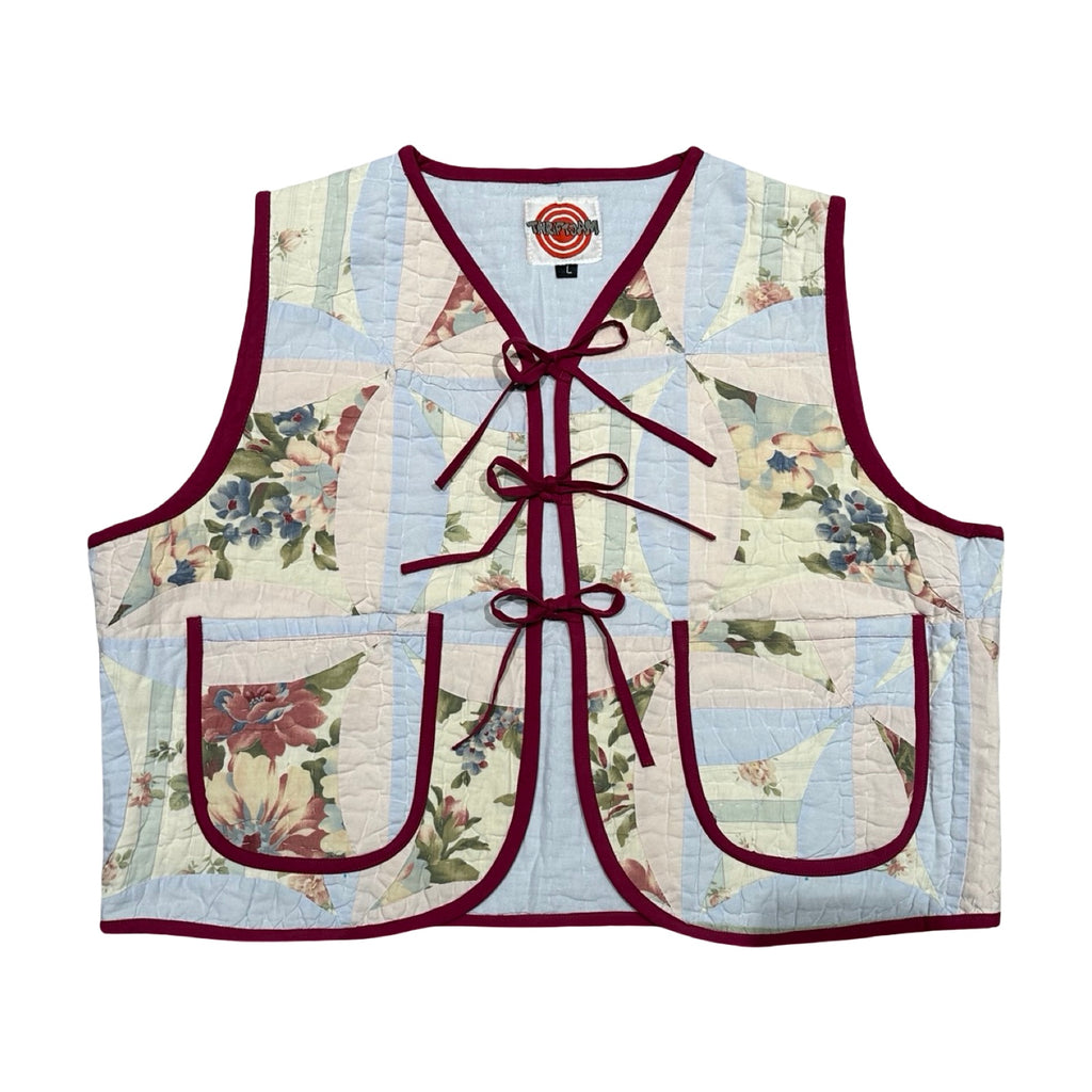 Pastel Florals Quilted Vest Reworks