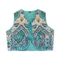 Turquoise Medallion Small Quilted Vest Rework