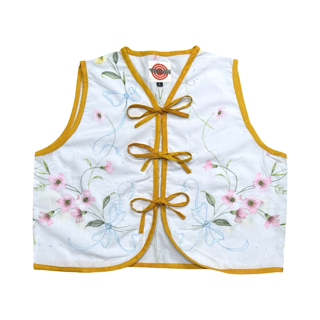 Flowers & Honey Small Linen Tie Top Rework