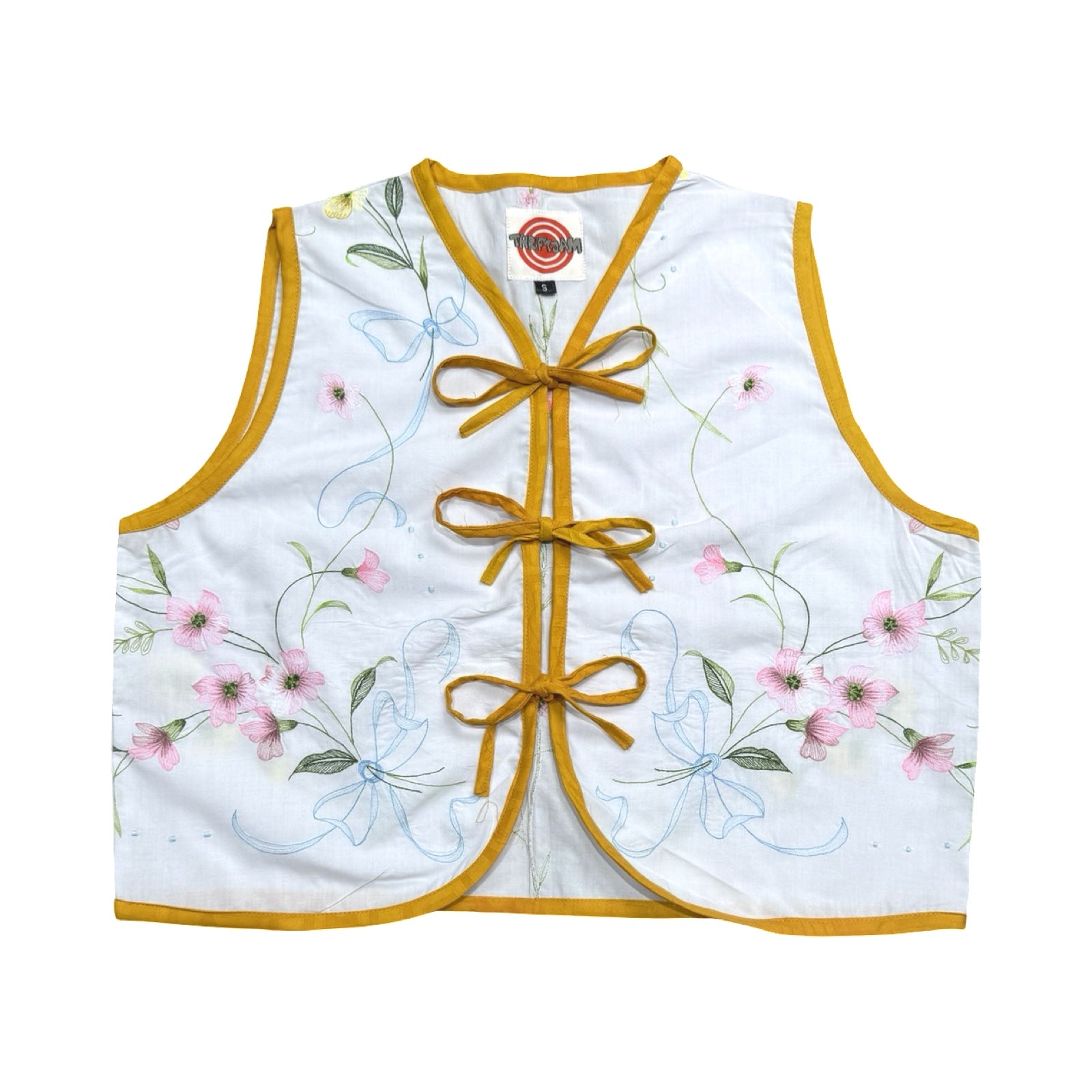 Flowers & Honey Small Linen Tie Top Rework