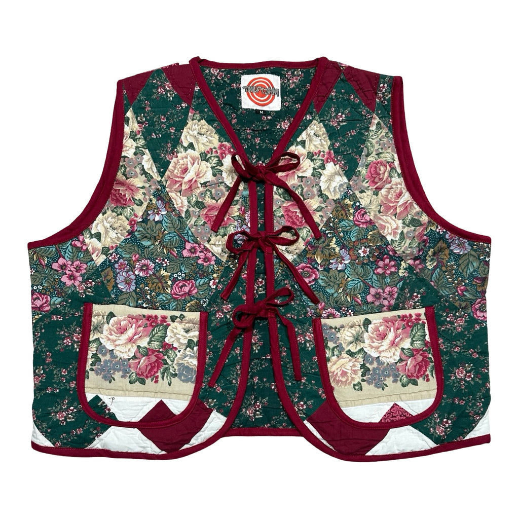 Vintage Florals Quilted Vest Reworks
