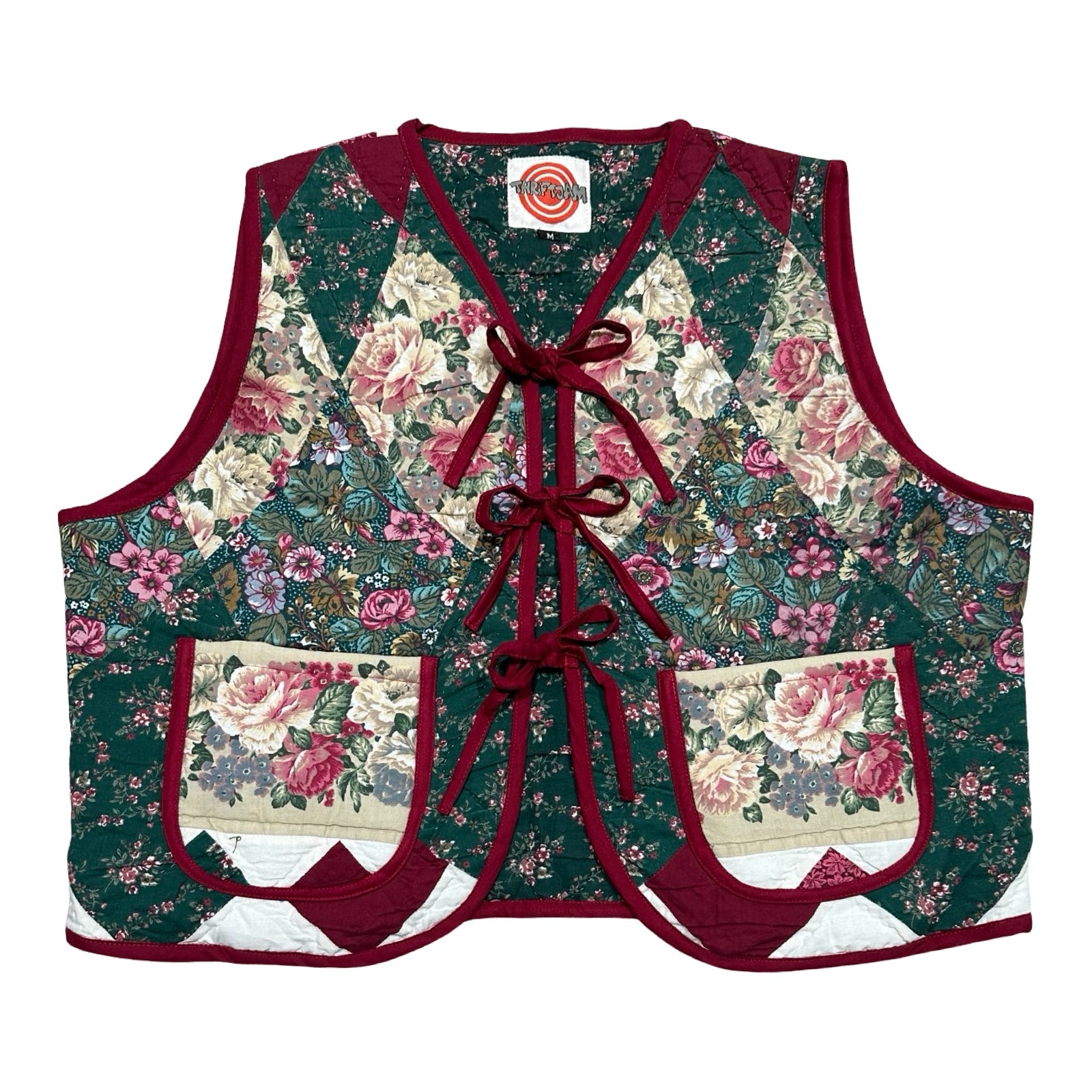 Vintage Florals Quilted Vest Reworks