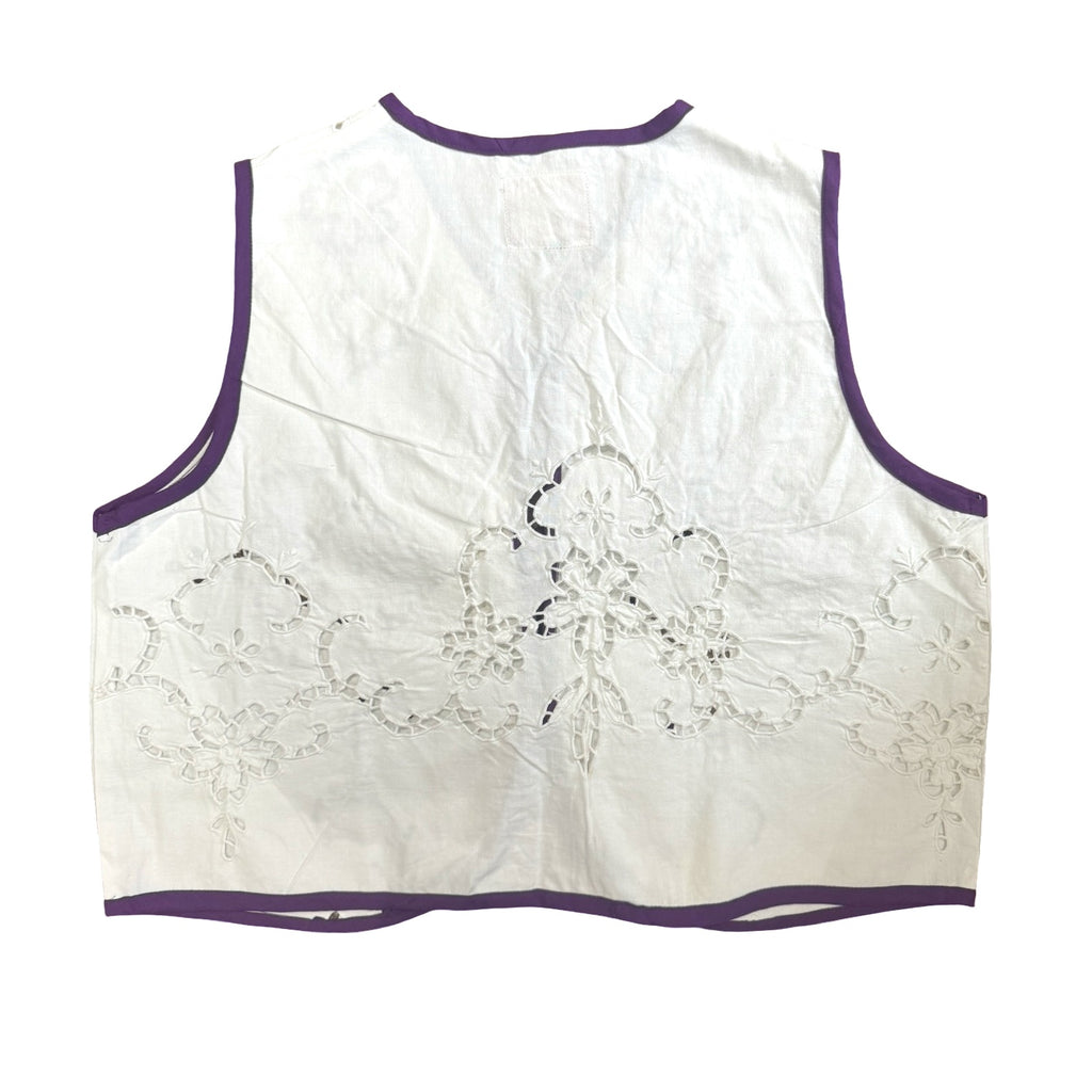 Purple Lace Small Linen Tie Top Rework