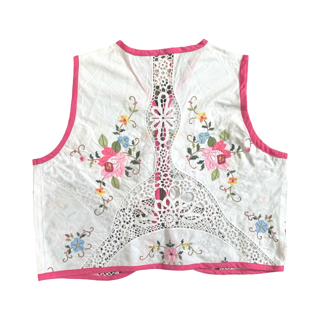 Floral Tea Party Small Linen Tie Top Rework
