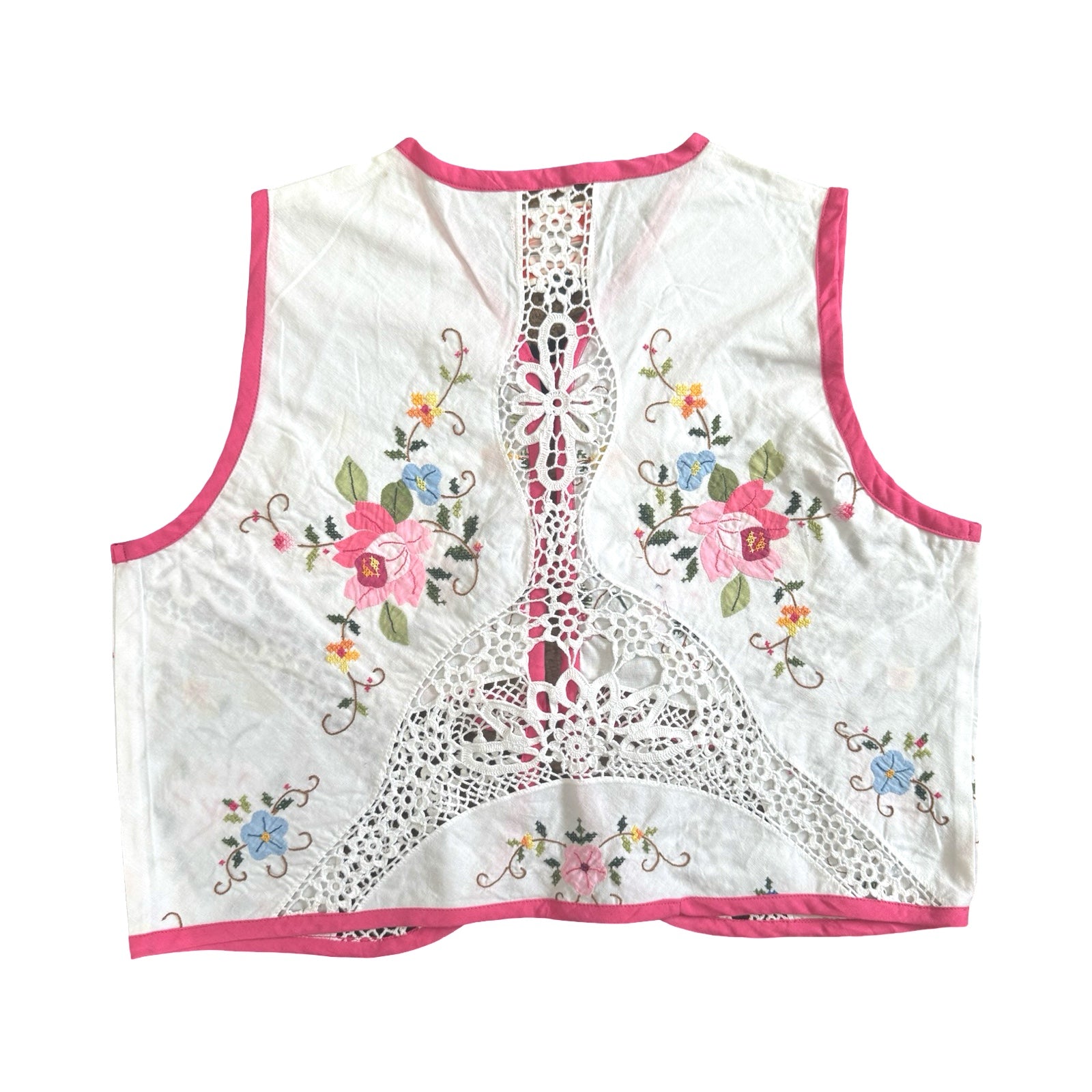 Floral Tea Party Small Linen Tie Top Rework