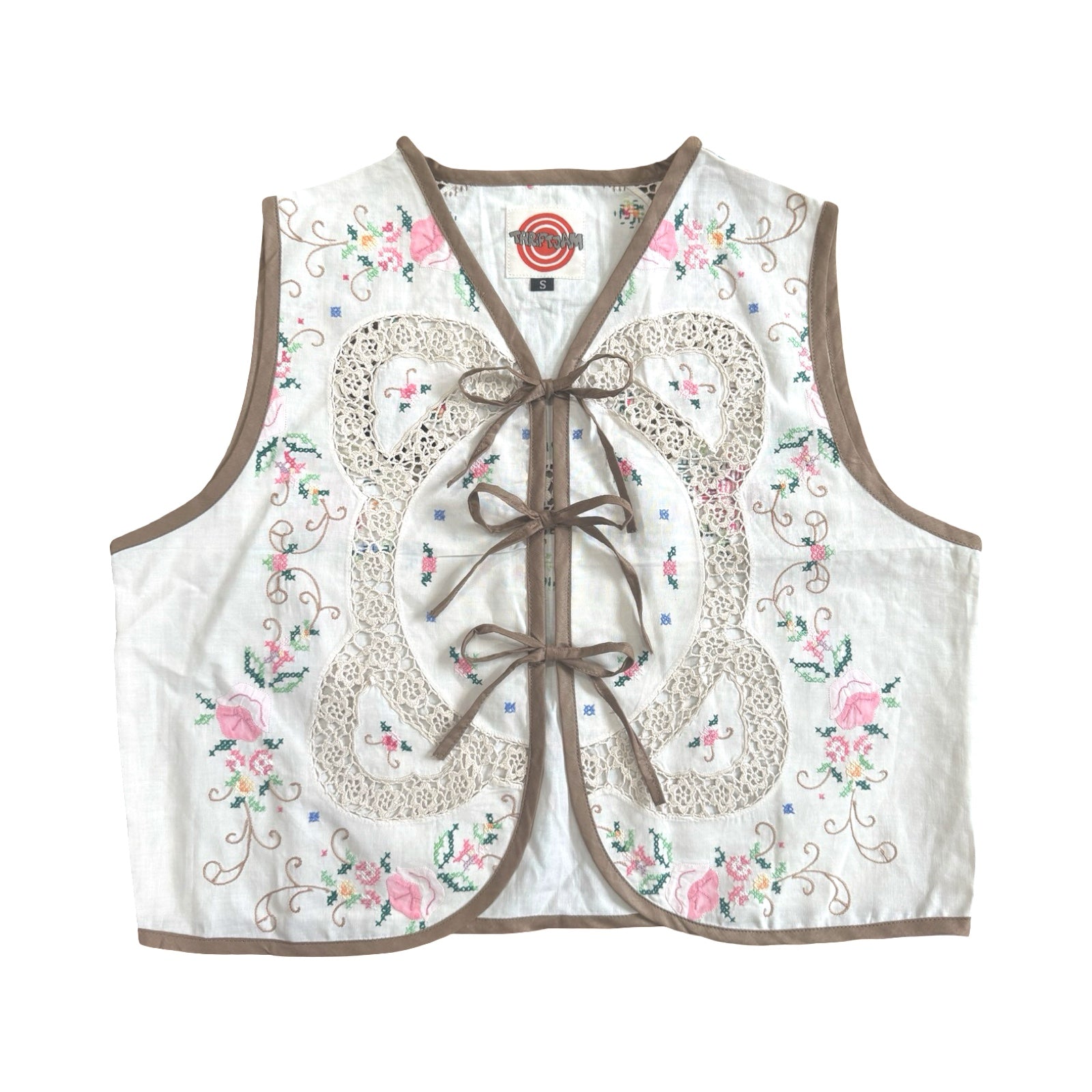 Intricate Garden Small Linen Tie Top Rework
