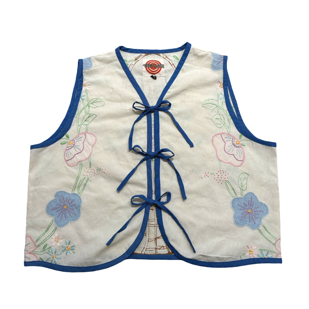 Pastel Bouquet XS Linen Tie Top Rework