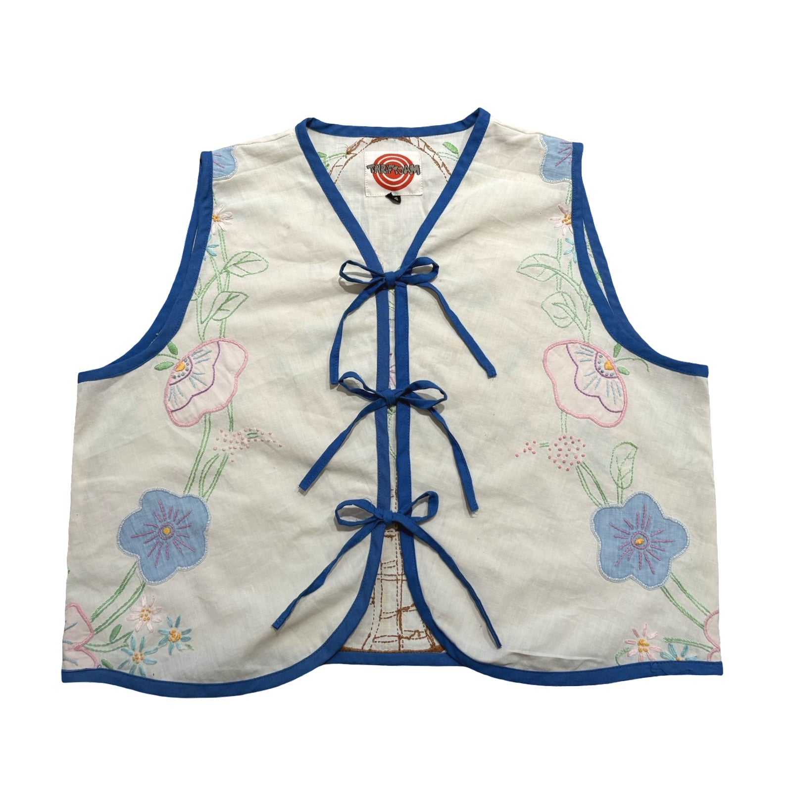 Pastel Bouquet XS Linen Tie Top Rework